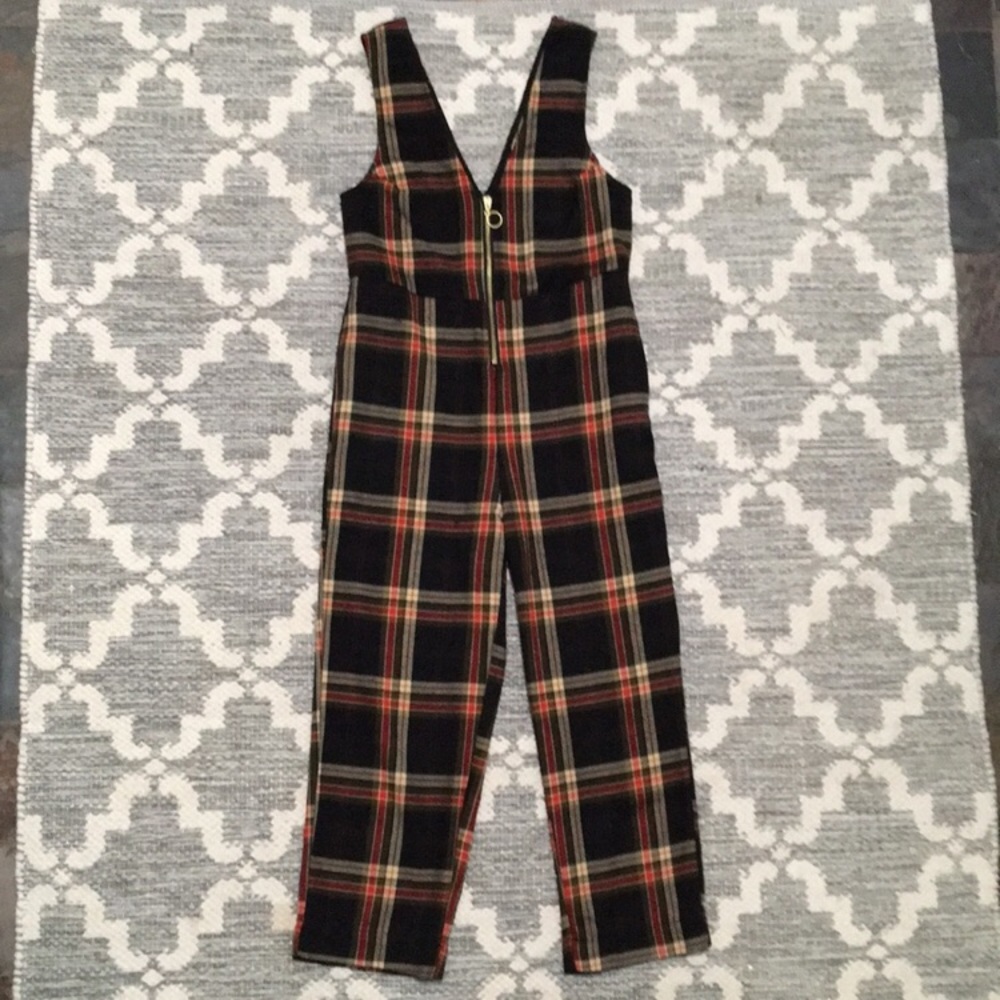 U.O. Plaid Zip-up Jumpsuit